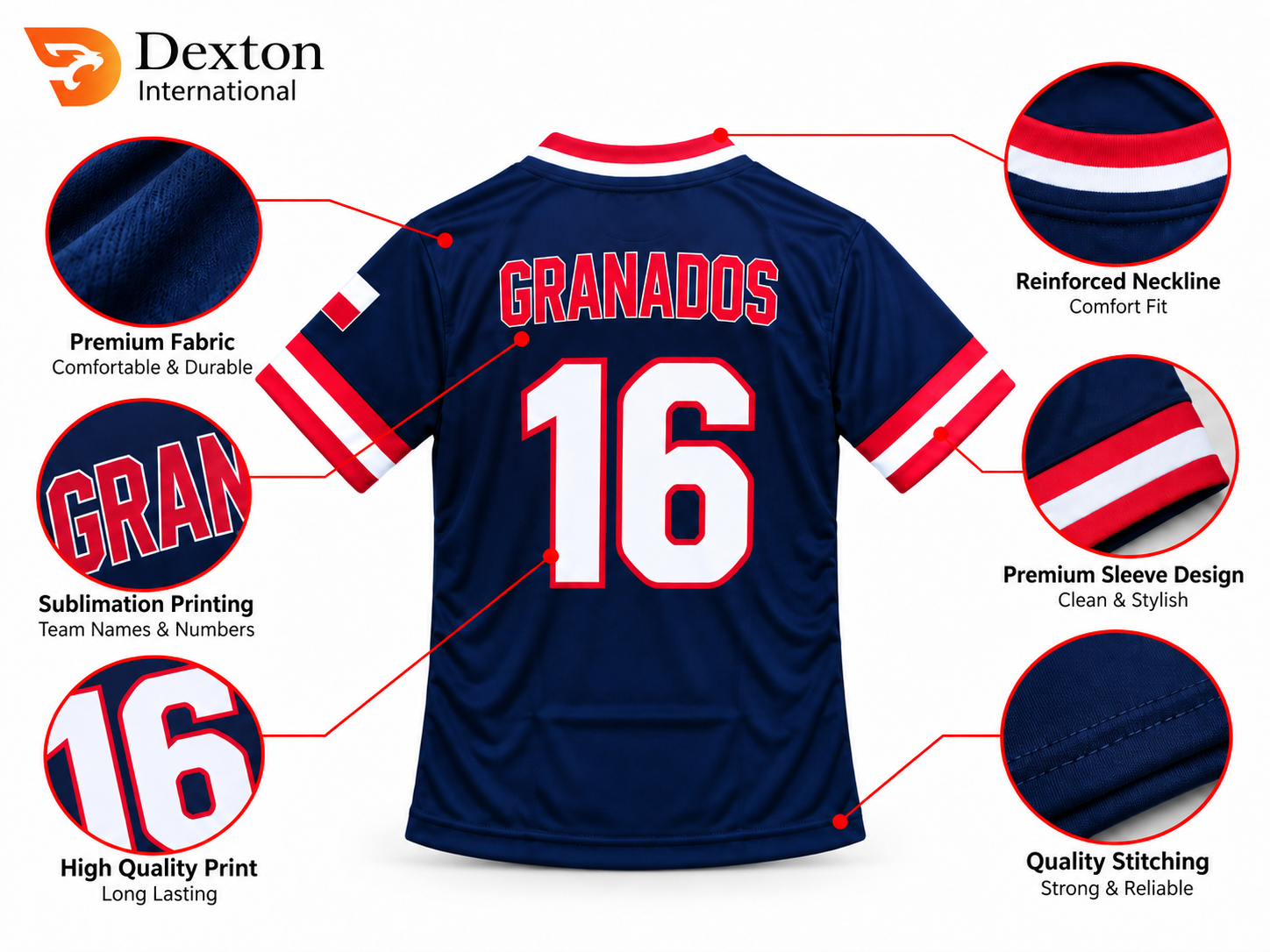 Navy blue softball jersey back view